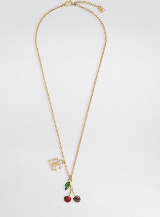 Dolce & Gabbana Necklace With Dg Logo And Cherry Charms - Woman Bijoux Gold Metal Onesize