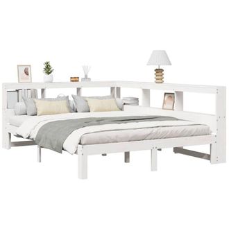 vidaXL Bookcase Bed without Mattress White 140x190 cm Solid Wood Pine Vidaxl