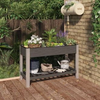 Berkfield Home Garden Raised Bed with Shelf Grey 120x50x75 cm WPC | Size: 120 x 50 x 75 cm