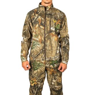 HOT SHOT Mens Flannel Lined Camo Hunting Jacket - Camouflage Outdoor Jacket for Men, Realtree Edge, L