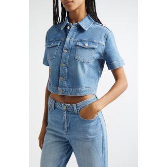 L'agence Kirstie Short Sleeve Crop Denim Jacket in Calabasas at Nordstrom, Size X-Large