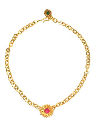 Of Rare Origin 18K yellow gold vermeil Limoncello sunflower necklace - women - 18kt Yellow Gold Vermeil/green tourmaline - One Size