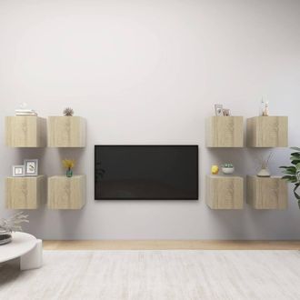 Berkfield Home Wall Mounted TV Cabinets 8 pcs Sonoma Oak 30.5x30x30 cm in Brown