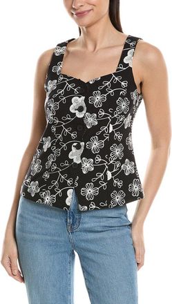 Ellen Tracy Floral Embroidery Long Vest