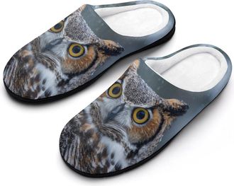 Generic Funny Owl Funny Mens Cotton Slippers Soft Non-Slip Rubber Sole House Slipper Indoor Outdoor
