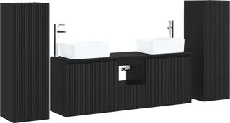 vidaXL Juego De Muebles De Ba&ntilde;o 5 Uds. Negro 33 X 34,5 X 100 Cm Vidaxl