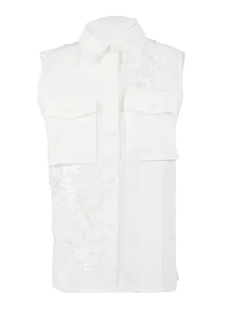 P.A.R.O.S.H. Sleeveless Embroidered Classic Shirt