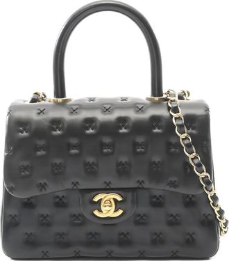 Chanel 2016-2017 cross-stitch chain tote bag - Black
