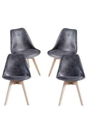 Regalos Miguel Regalos Miguel - Packs Sillas Comedor - Pack 4 Sillas Synk Vintage - Gris Oscuro