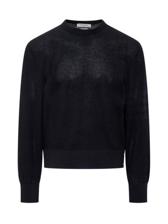 Thom Browne Navy Blue Textured Sweater