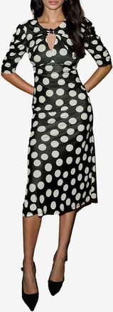 Lipsy Spot Keyhole Midi Dress in Monochrome at Nordstrom, Size 10 Us