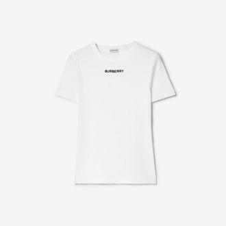 Burberry Ribbed Stretch Cotton T-shirt, Size: XS