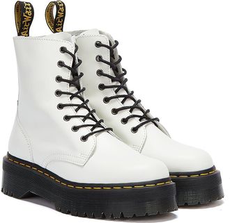 Dr. Martens Jadon Womens White Platform Boots Leather - Size EU 36