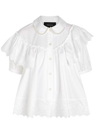 Simone Rocha Simone Rocha Ruffle Cotton Blouse - White - 10 (UK10 / S)