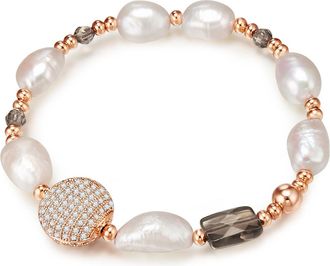 Lulu & Jane Womens Female Pearl Bracelet Metal (Alloy) - Rose Gold - One Size