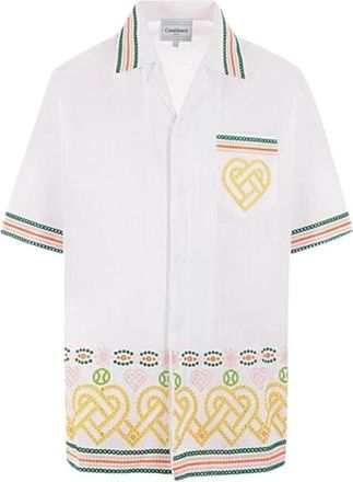 Casablanca Chemise en lin - Heren - Korte mouwen Overhemden - Veelkleurig - S - Leer - Overhemden