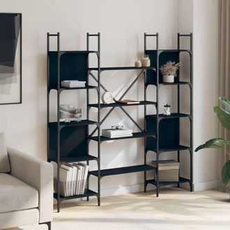 Berkfield Home Decorative Bookshelf Black 155.5x24x166.5 cm Engineered Wood