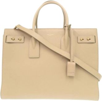 Saint Laurent Pre-owned Vintage Tote Bag - Dames - Vintage Shopper - Beige - ONE Size - Leer - Vintage