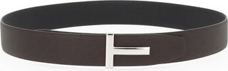 Tom Ford T Buckle Narrow Brown Calf Leather Belt