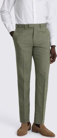 Moss Tailored Fit Sage Herringbone Trousers