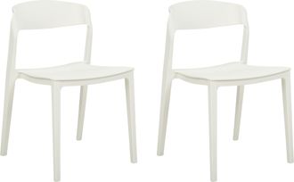 Beliani Conjunto De 2 Sillas De Pl&aacute;stico Apilables Sin Reposabrazos Sillas De Conferencia Dise&ntilde;o Moderno Comedor Blanco Somers