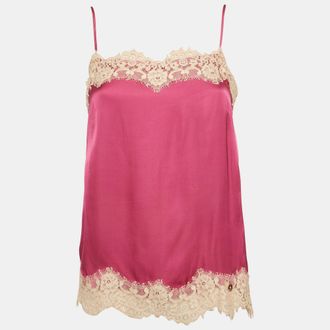 Liu Jo Pink Satin Lace Trim Cami Top