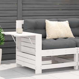 vidaXL Sof&aacute; De Jard&iacute;n Con Reposabrazo Mesa Auxiliar Madera Pino Blanco Vidaxl