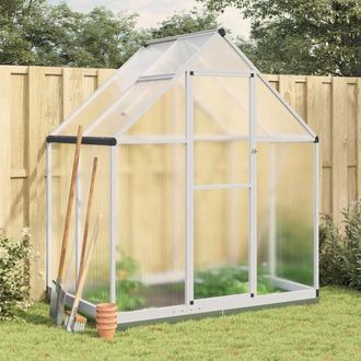 Berkfield Home Greenhouse with Base Frame Silver 169x114x202 cm Aluminium | Size: 169 x 114 x 202 cm