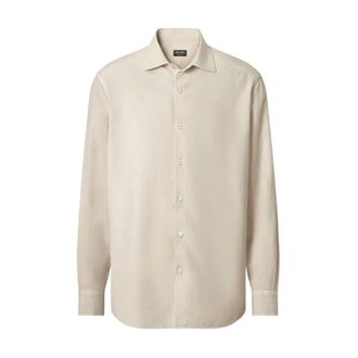 Ermenegildo Zegna Overhemden, Heren, Beige, M, Lange Mouwen Shirt met Knopen