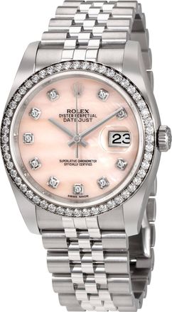 Rolex Datejust 36 Pink Mother Of Pearl Diamond Dial Automatic Ladies Jubilee Watch 116244PKMDJ