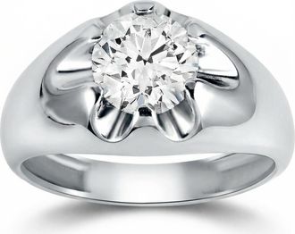 Pompeii3 Mens 1 1/2ct Diamond Solitaire Belcher Wedding Ring 14k Gold Lab Grown
