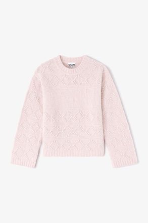 Ganni Pink Cotton Wool Bubble Jumper - Size XS