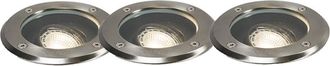 QAZQA Moderno Set De 3 Focos De Suelo Para Exterior De Acero Regulables Ip65 - Delux Acero Inoxidable /vidrio /pl&aacute;stico Redonda Adecuado Para Led Max. 1 X 5