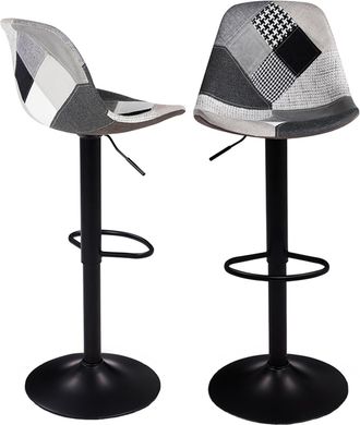 IDMarket Set Di 2 Sgabelli Da Bar Design Con Motivo Patchwork Nero, Grigio Y Bianco Karl