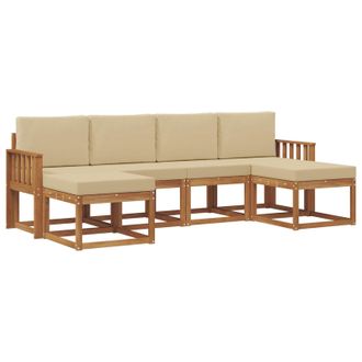 vidaXL Conjunto De Sof&aacute;s De Exterior Con Coj&iacute;n 6 Pcs Natural Y Beige Vidaxl