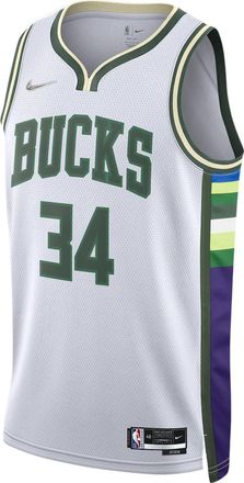 Nike Dri-FIT NBA Milwaukee Bucks Giannis No.34 Jersey White DB4035-100