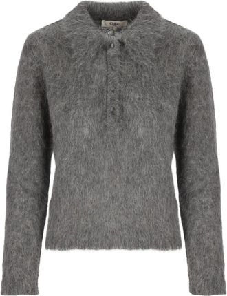 Chlo&eacute; Grey Shirt Collar Sweater