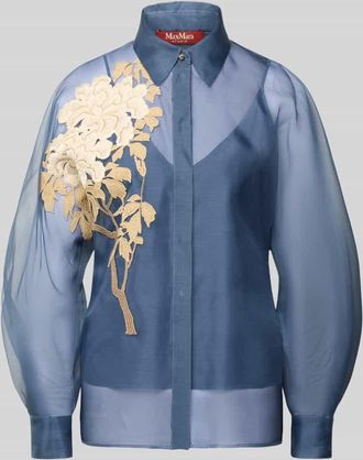 Max Mara Regular Fit Bluse aus reiner Seide Modell SELIBBRA in Rauchblau, Gr&ouml;&szlig;e 42