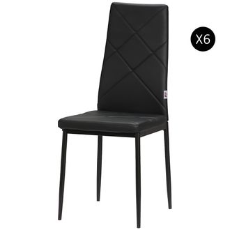 HOMCOM Set Di 6 Sedie Da Pranzo Moderne Con Schienale Alto, In Similpelle E Acciaio, 41 X 50 X 97 Cm, Nere