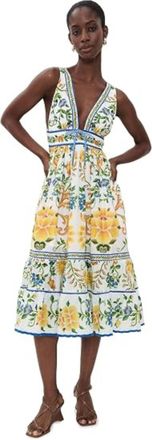 Farm Rio Farm Rio Womens Emily Floral Tapestry Midi Dress in Off-White