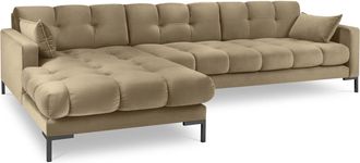 BLOOMINGLOFT Design-Ecksofa Mamaia Samt - Beige