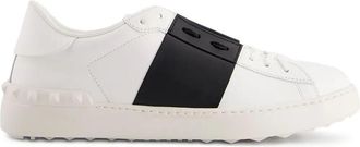 Valentino Garavani Open Leather Sneakers With Contrast Band And Stud Details Shoes