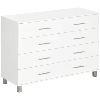 OEM C&oacute;moda Con 4 Cajones De Dormitorio Con Patas Cajonera De Estilo Moderno Para Sal&oacute;n Entrada 112x38,2x81 Cm Blanco