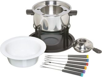 Kitchen Craft KitchenCraft Set per fonduta 3 in 1 con forchette per fonduta con codice colore (per fonduta di cioccolato, carne e formaggio), argento
