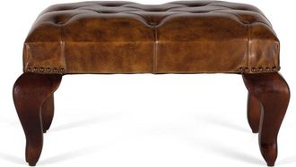 Giner&Colomer Banqueta fabricada en madera de acacia con patas curvadas