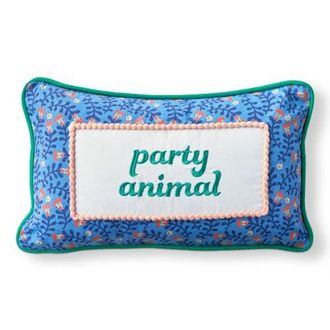 Tag Party Animal Lumbar Pillow Blue Multi Cotton Cover 15x9x2 in at Nordstrom