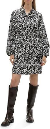 Vero Moda Sophia Floral Print Long Sleeve Shirtdress in Black Aop White Flor at Nordstrom Rack, Size Small