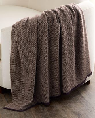 Sofiacashmere Basketweave Cashmere Throw with Eyelash Fringe, 56 x 72