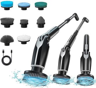 OEM Cepillo De Limpieza El&eacute;ctrico Giratorio, Cepillo De Limpieza Inal&aacute;mbrico Con 8 Cabezales Reemplazables, Cepillo De Limpieza Para Ducha Con Mango Ajust