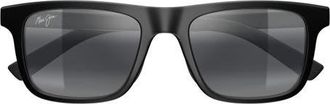 Maui Jim Moaka 52mm PolarizedPlus2 Rectangular Sunglasses in Black at Nordstrom